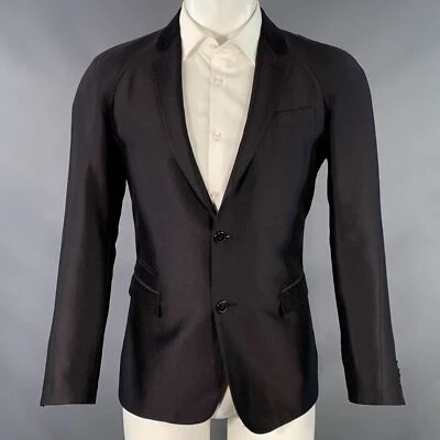 GIVENCHY Vintage SS09 Talla 36 Algodón Negro Seda Muesca Solapa Abrigo Deportivo - Imagen 1 de 4