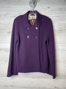 Talbots Coat Womens Medium Wool Double Breasted Floral Lined Jacket Merino - Picture 1 of 10