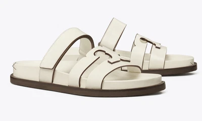 Новые спортивные сандалии-шлепанцы Tory Burch Ines цвет слоновой кости белая кожа размер 8 - Изображение 1 из 3