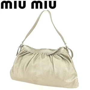 MIU MIU Hand Bag Tote Purse Gold Silver Authentic - Picture 1 of 24