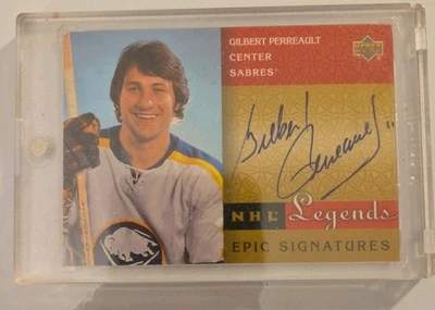 2001-02 Upper Deck Legends Epic Signatures Gilbert Perreault #GP Auto Salón de la fama Foto 1 de 2
