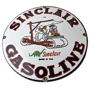 Vintage Sinclair Gasoline Schild - Porzellan Feuersteine Tankstelle Werbeschild - Bild 1 von 14