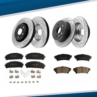 Front Rear Drilled Rotors Brake Pads for Toyota Sienna Highlander RX350 RX450h Foto 1 de 4