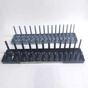 (2) Bandejas de enchufe Hansen 3/8" unidad SAE y métrica profunda poco profunda 3801 3802 - Imagen 1 de 7