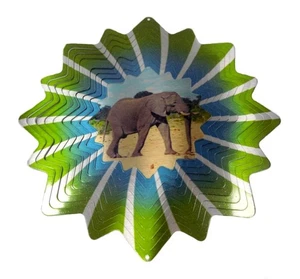 SS 3D Windspinner Elefant grün Helix schwer Edelstahl 40 mm Kristall Prisma - Bild 1 von 26