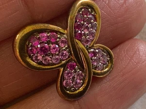 JWBR Rubin Saphir Jane Seymour 925 Sterling Silber 14K Herz Schmetterling Anhänger - Bild 1 von 8