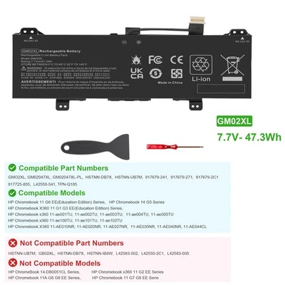 Bateria GMO2XL GM02XL para HP Chromebook 14-CA 917679-271 HSTNN-DB7X 917725-855 - Imagem 1 de 4