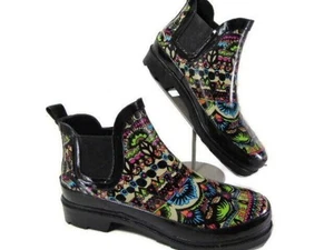 SAK Rhyme Regenstiefel Bootie 6 Gummischuhe Gummistiefel schwarz neon One World Knöchel - Bild 1 von 12