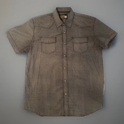 Dukes Bark Men’s L Western Pearl Snap Shirt Black Gray Paisley Rodeo Cowboy - Image 1 of 4