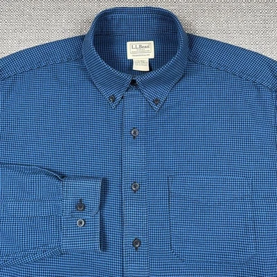 LL Bean Men's Shirt L Long Sleeve Blue Black Flannel Plaid Traditional Fit Large - Image 1 of 4