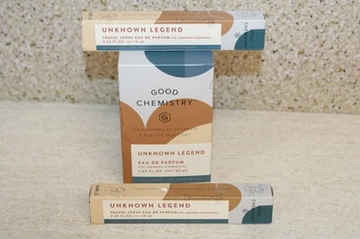 Lote de 3 Perfumes Good Chemistry® Eau de Parfum UNKNOWN LEGEND: Viajes y 1.69 OZ Foto 1 de 4