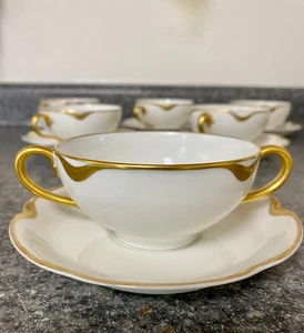 6 Haviland Limoges France Gold Daubs Rand Tasse und Untertasse Sets Silber Jubiläum - Bild 1 von 18