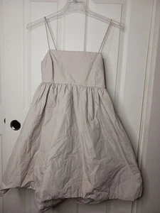 H&M Beige Women's Medium Quilted Dress Pockets Zipper Club Streetwear Fairy Par - Picture 1 of 10