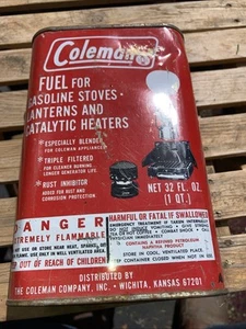 Nice Vintage Empty Coleman Fuel Can $.75 cents 1 Quart Lantern Stove Heater - Picture 1 of 5