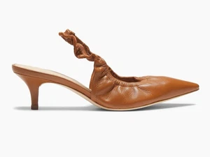 22eleve 55 mm geraffte Leder Slingback Pumps Miele Saks 37 US 7 - Bild 1 von 10