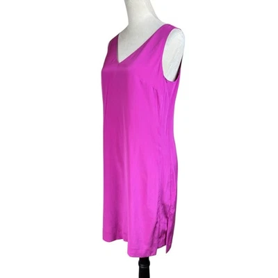Mini vestido slip Cynthia Rowley 6 magenta rosa roxo 100% seda sem mangas gola V - Imagem 1 de 4