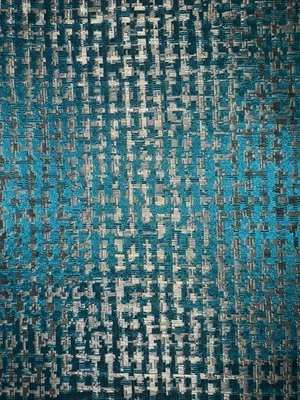 Matthew Williamson Fabric Miramar Sample Teal Silver Graphic Weave B4 - Image 1 of 4