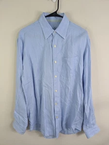Tommy Bahama Shirt Men's Medium Blue 100% Linen Button Up Long Sleeve Casual - Picture 1 of 9