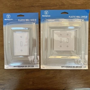 2 Westinghouse Klar Kunststoff Wandschild Schalter Steckdose Platten 74998 & 74999 - Bild 1 von 7