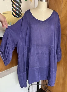 Tianello Boho Shelby Bluse 2x Garment Dyed Struktur Viskose Top Lila - Bild 1 von 5