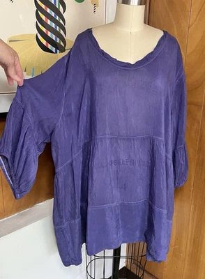 Tianello Boho Shelby Blouse 2x Garment Dyed Textured Rayon Top purple - Image 1 of 4