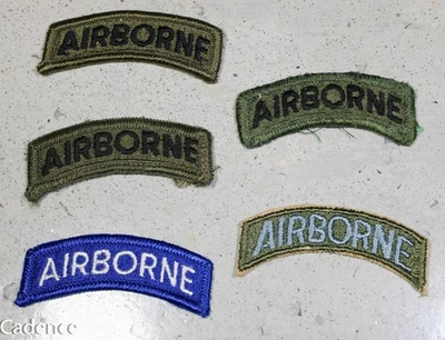 Lote de 5 pestañas de parche aerotransportadas de la era de la guerra de Vietnam de Estados Unidos tenues y a todo color. B841 Foto 1 de 4