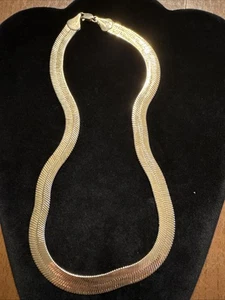 Vintage Herringbone Rope Snake Chunky Chain Necklace Gold-tone 20” (Lot# 427) - Picture 1 of 7
