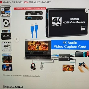 USB 3.0 Game Capture Card 4K HD Audio Videoaufnahmekarte HDMI Videoaufnahmegerät - Bild 1 von 1