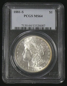 1881-S MS-64 GORGEOUS BETTER DATE MORGAN SILVER DOLLAR - PCGS GRADED - Picture 1 of 2