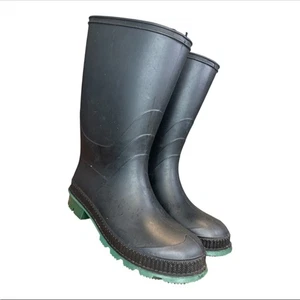 Schwarz und grün Gummi Damen Winter Regen Stiefel Größe 8 - Bild 1 von 9