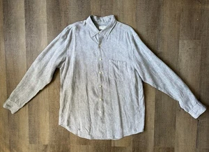 Uniqlo grau Herren Größe XL Leinen Freizeit Preppy Tasche Langarm Knopfleiste Hemd - Bild 1 von 11