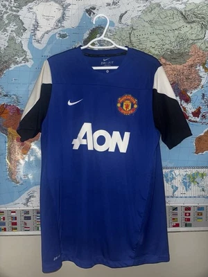 Nike Dri Fit Aon Manchester United Blue Jersey Men's Size Large - Image 1 of 3
