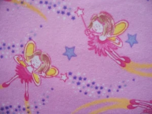 FAIRY PRINCESS WAND SHOOTING STARS PINK COTTON FLANNEL FABRIC FQ - Picture 1 of 4