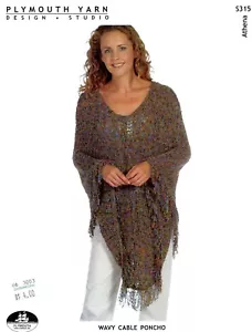 Plymouth Knitting Pattern S315 Athena Wavy Cable Poncho - Women - Picture 1 of 2