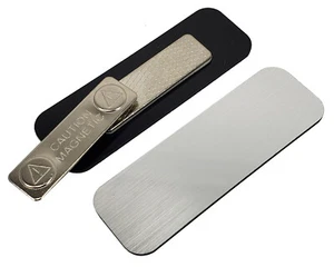 25 Brushed Silver Name Tag Badge Blanks 1" x 3" Round Corner w/ Magnetic Backing - Picture 1 of 1