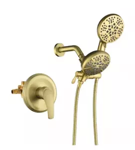 Nestfair 88014BG 7-Spray Pattern Dual Shower Head Combo System in Brushed Gold - Picture 1 of 6