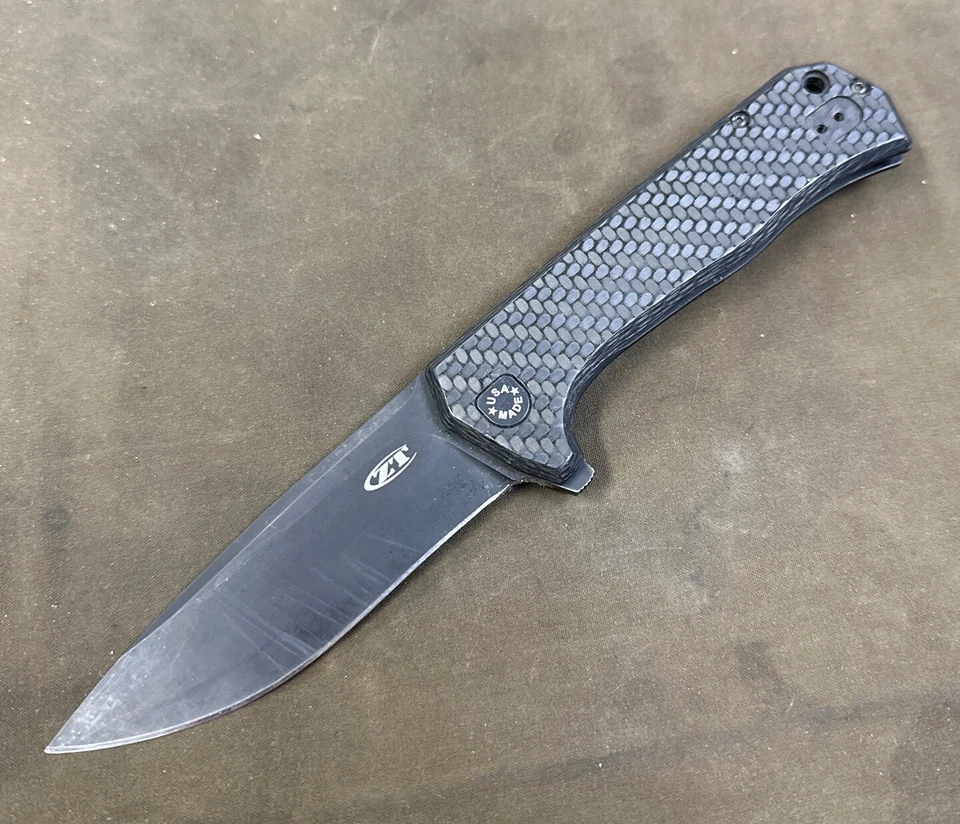 ZT Zero Tolerance Rexford (0804CF) - DLC Plain Edge Carbon Fiber Handle Knife - Image 1 of 4