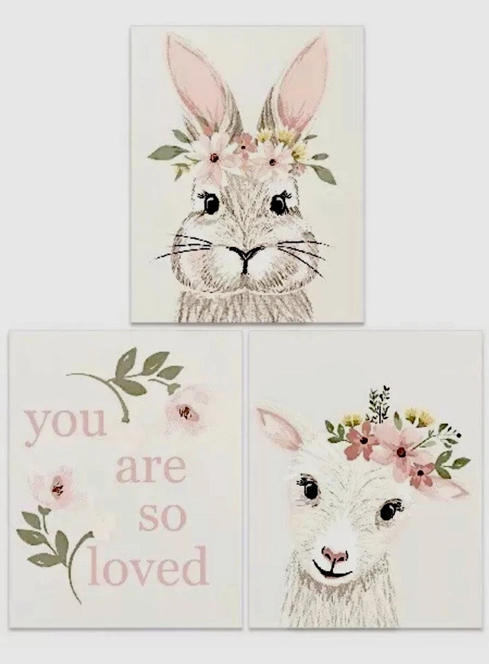 Gerber Baby Modern Moments 3 Piece Nursery Art Set Decor Unframed 8”x10”