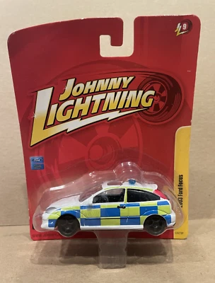 Johnny Lightning 2003 Ford Focus Rally Blue White Police Car, New - Image 1 of 4