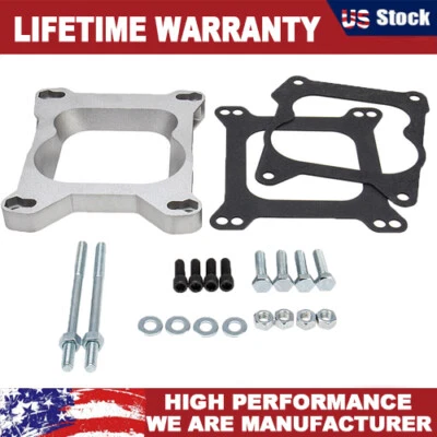 Aluminum Carburetor Adapter Square Plate Bore Carburetor 4BBL to Spread Manifold - Image 1 of 4