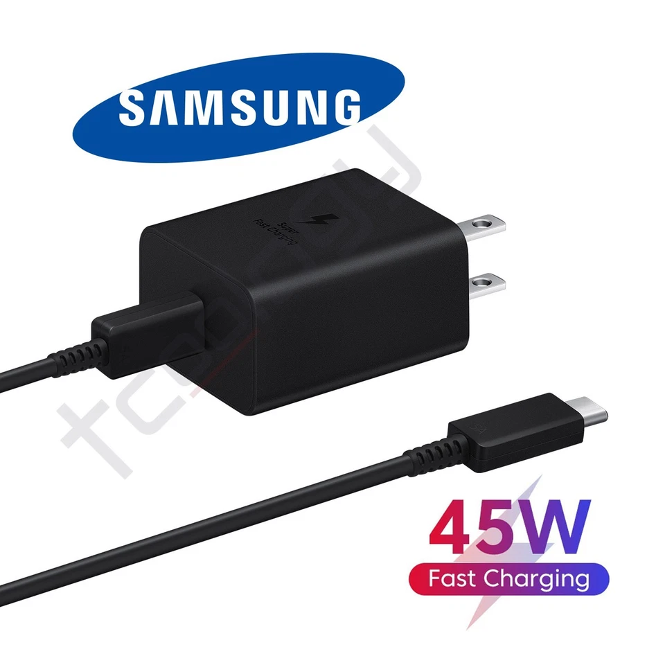 Cargador de pared súper rápido y cable USB-C Samsung Galaxy S22 S23 Plus/Ultra 45 vatios Foto 1 de 4