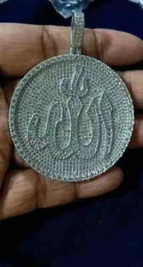 3.00 CT Round Real Moissanite 925 Sterling Silver Men's Customize Allah Pendant - Bild 1 von 4