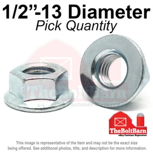 1/2"-13 Grade 5 Smooth Hex Flange Nuts Coarse Thread Zinc (Pick Qty) - Picture 1 of 2