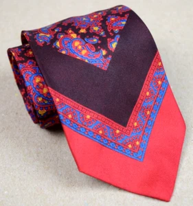 Neck Tie VTG Rhodia 60s Psychedelic Paisley Chevron Silk Acetate Tie 55" x 2.5" - Picture 1 of 8