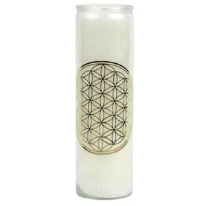 Vela en vaso grande - Blanco + Flor de la vida con fragancia - Altura aprox 21 cm - Imagen 1 de 2