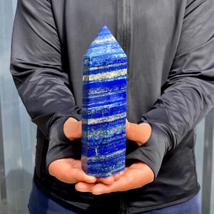 1,4 Pfund natürlicher Lapislazuli Quarz Kristall Obelisk Stabspitze Heilstein - Bild 1 von 19