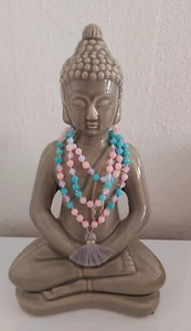 Schöne Boho Quastenkette, Jade-, Rosenquarz-und Mondsteinperlen  - Bild 1 von 2