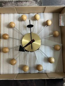 Vitra George Nelson Wall Clock Brand New, Brass and Wood, RRP £349