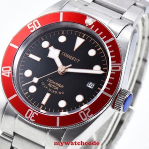 41mm CORGUET Black Dial Sapphire Glass NH35A Miyota Automatic Diving Mens Watch - Picture 1 of 10