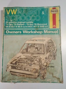 VW Rabbit Scirocco Repair Haynes Manual Vtg 1978  - Foto 1 di 11